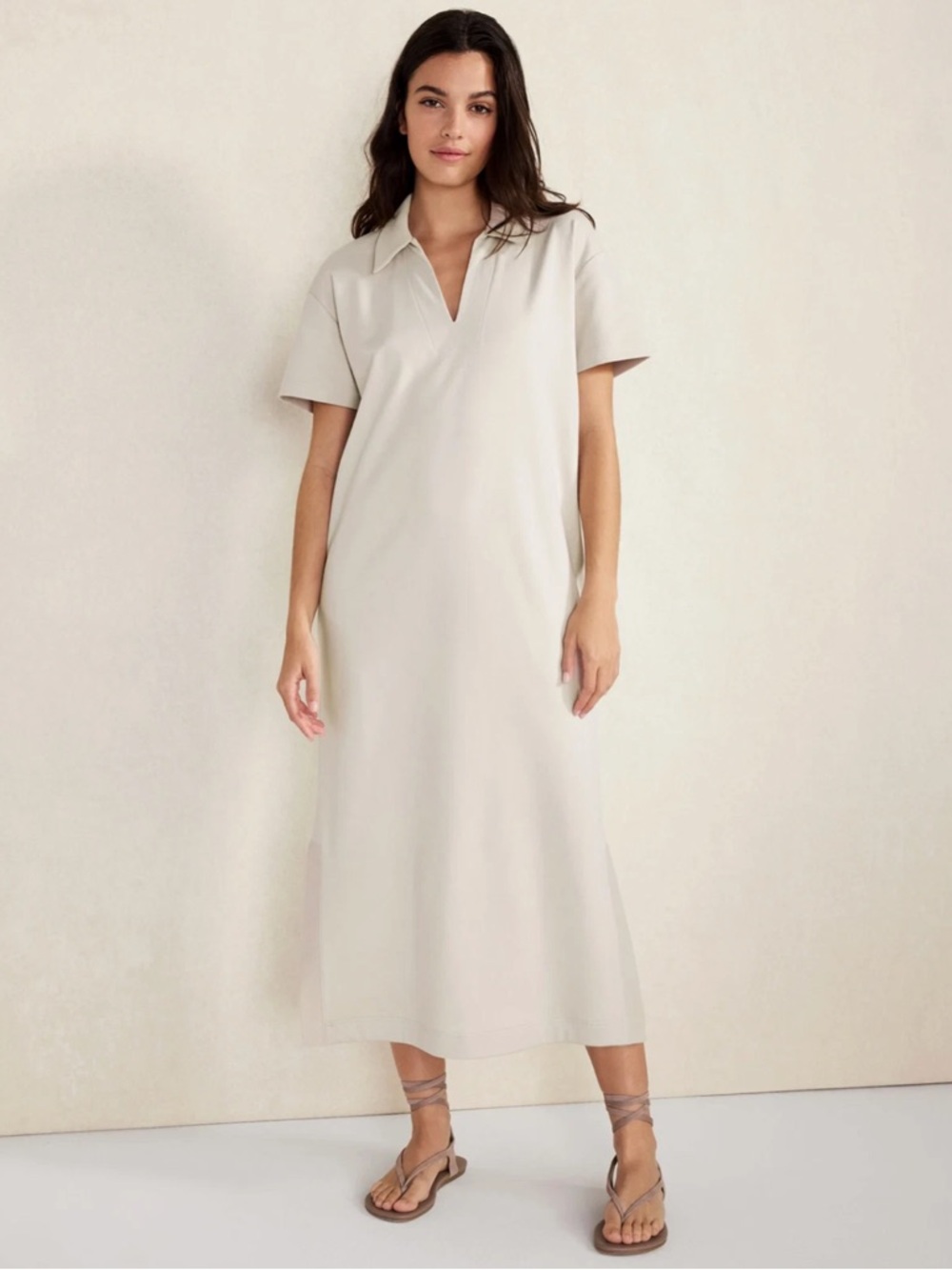 Talbots HAVEN WELL WITHIN Organic Cotton Collared Interlock Midi Dress Sz XL New